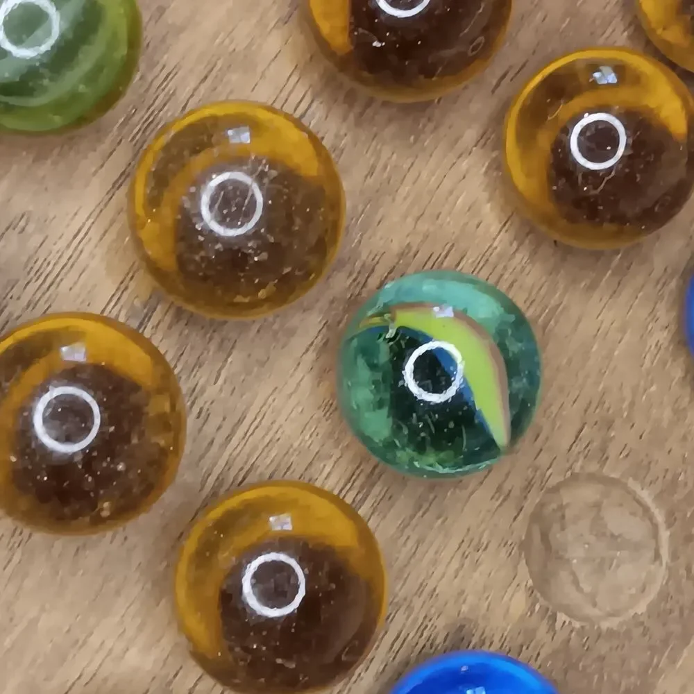 Vintage Handmade Wood Solitaire Game with 32 Glass Marbles 11